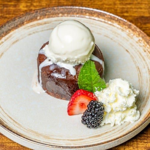 Lava Cake with Ice Cream.